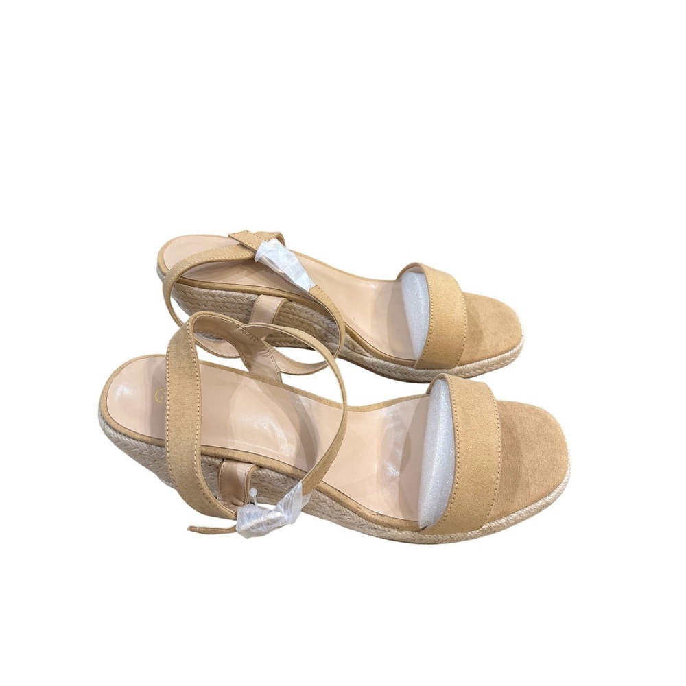 MYSOFT Womens Tan Suede Espadrille Wedge Sandals Size 11 - Picture 4 of 5